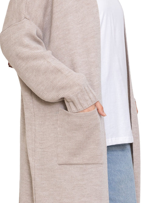 Beige Knit - Long Cardigan - Khotwh