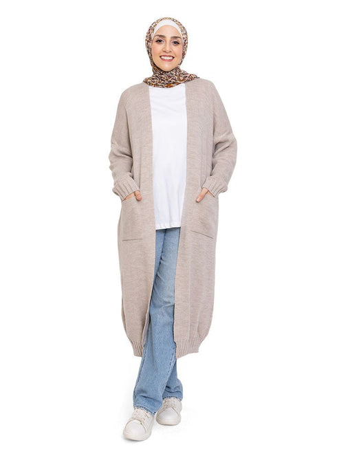 Beige Knit - Long Cardigan - Khotwh
