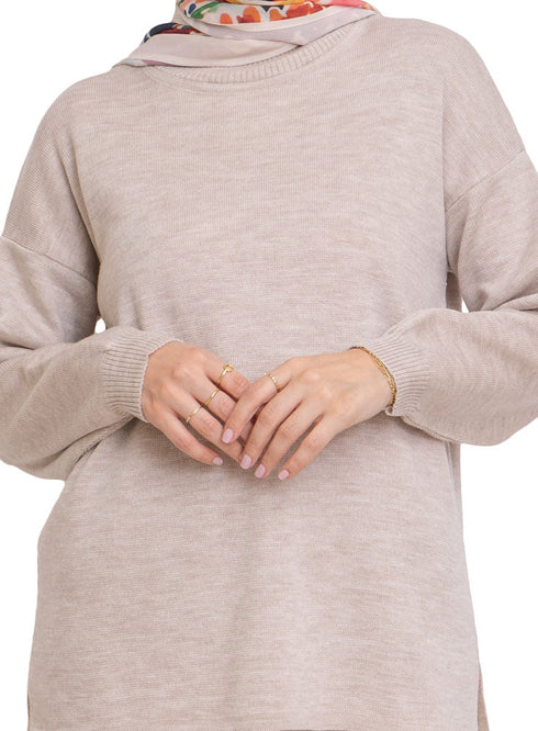 Beige Line Knit Suit - Khotwh