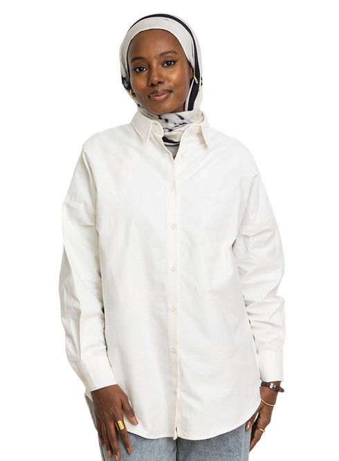 Beige Linen Over - Size Shirt - Khotwh