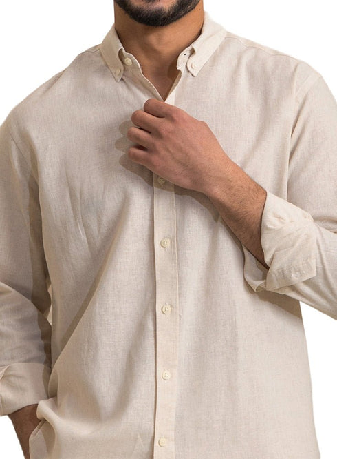 Beige Linen Shirt - Khotwh