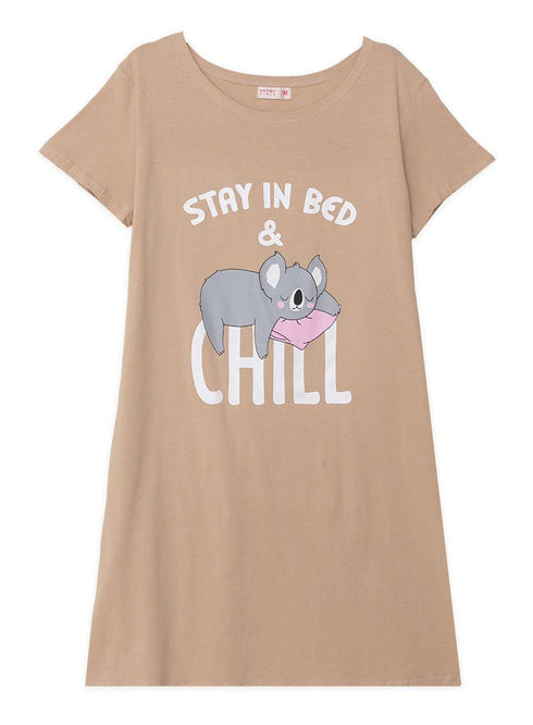 Beige Night Shirt - Design 10 - Khotwh