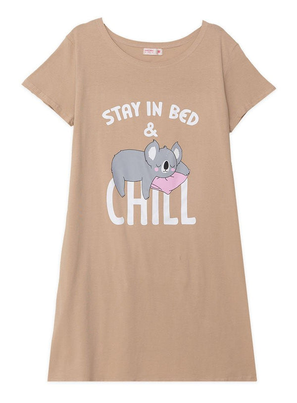 Beige Night Shirt - Design 10 - Khotwh