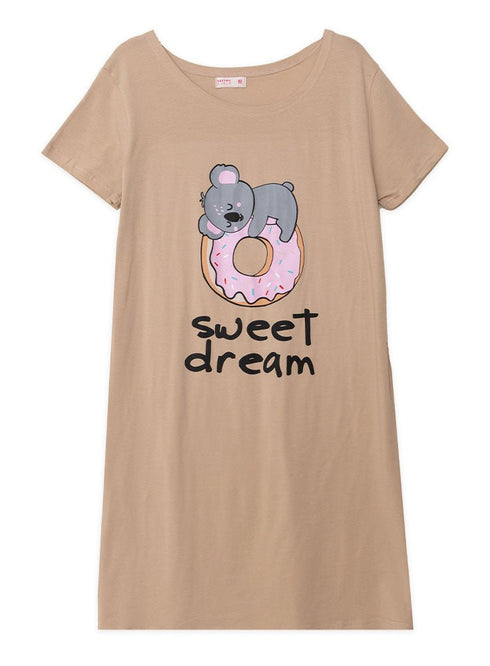Beige Night Shirt - Design 14 - Khotwh