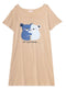 Beige Night Shirt - Design 4 - Khotwh