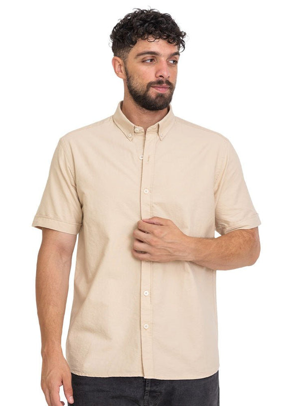 Beige Oxford Half Shirt - Khotwh