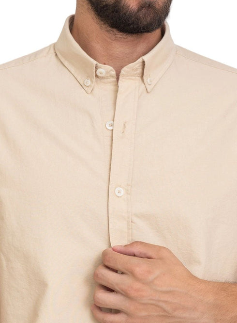 Beige Oxford Half Shirt - Khotwh