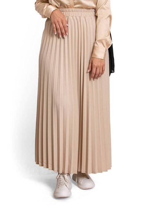 Beige Pleated Skirt - Khotwh