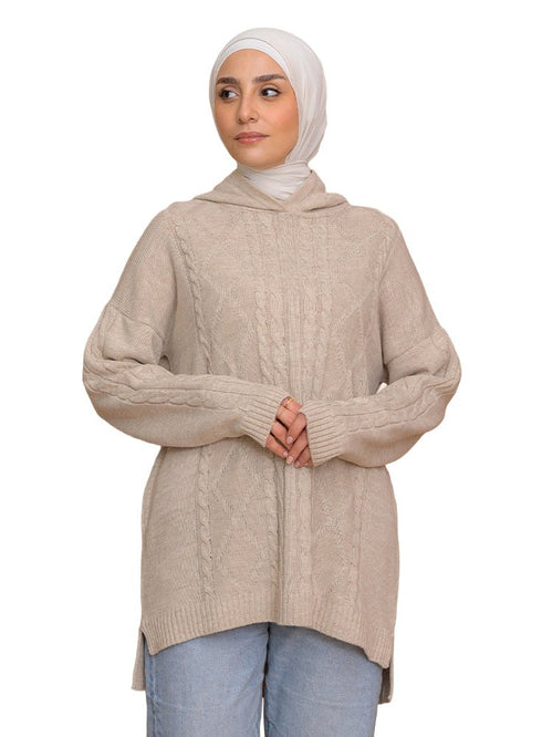 Beige Plexus Hoodie Pullover - Khotwh