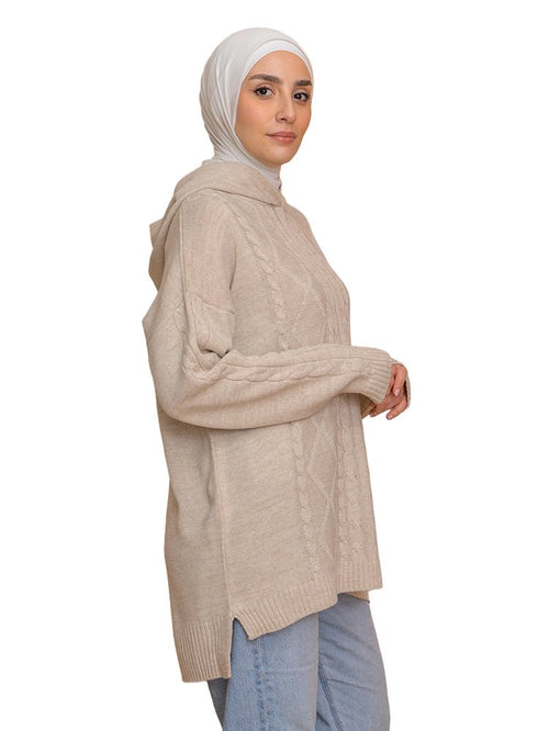Beige Plexus Hoodie Pullover - Khotwh