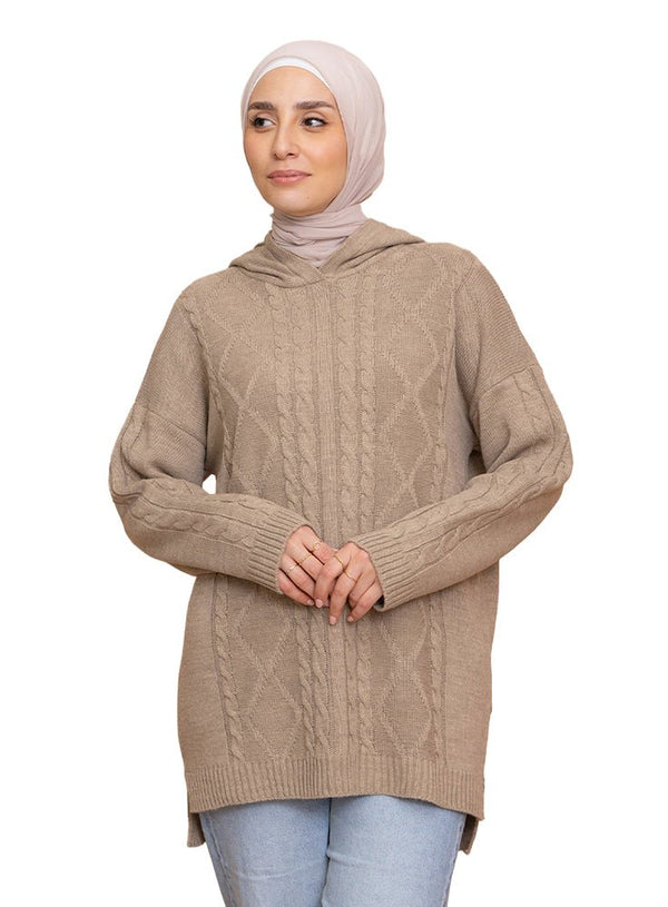 Beige Plexus Hoodie Pullover - Khotwh