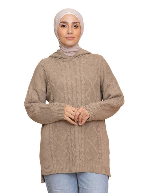 Beige Plexus Hoodie Pullover - Khotwh