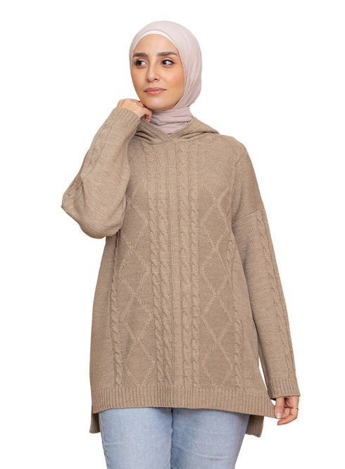Beige Plexus Hoodie Pullover - Khotwh