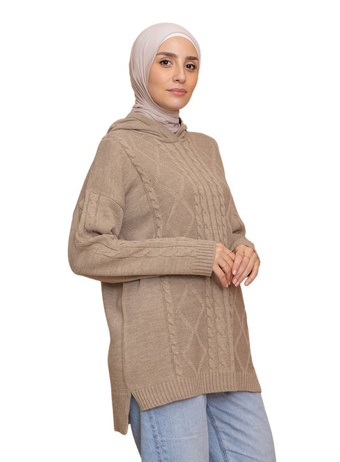 Beige Plexus Hoodie Pullover - Khotwh