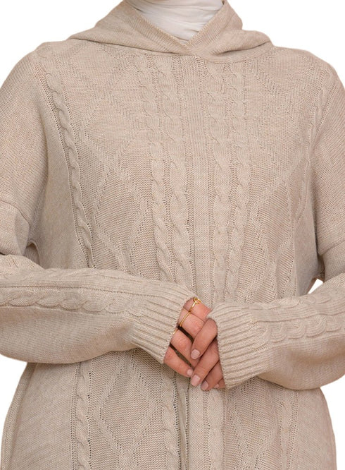 Beige Plexus Hoodie Pullover - Khotwh