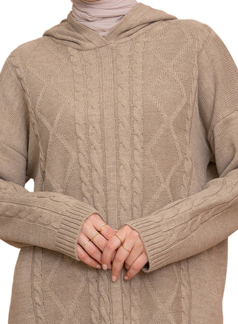 Beige Plexus Hoodie Pullover - Khotwh