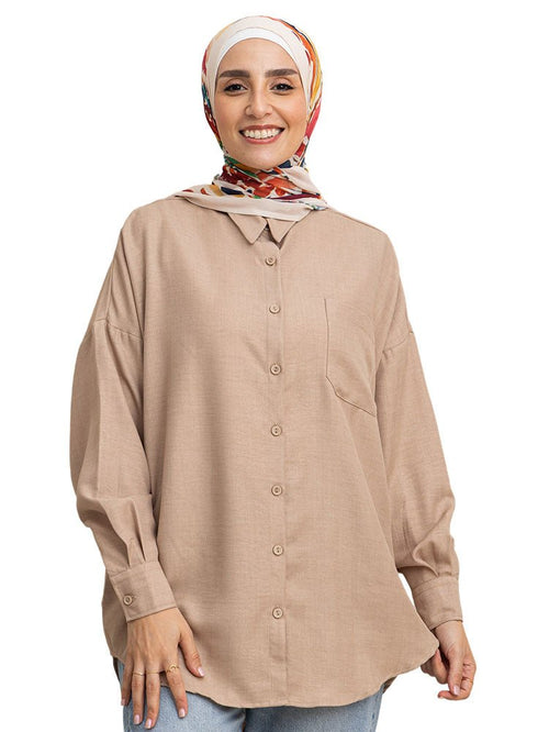 Beige Pocket O - S Shirt - Khotwh