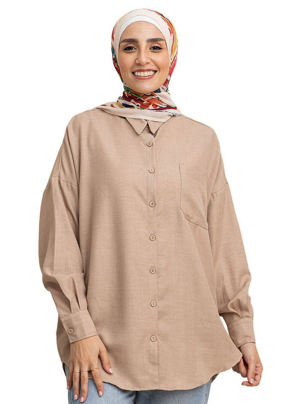 Beige Pocket O - S Shirt - Khotwh