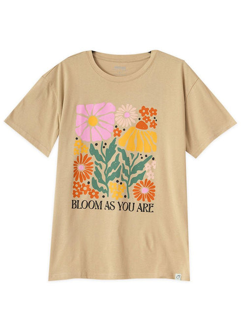 Beige Printed O.S Short - Sleeve Design 14 - Khotwh