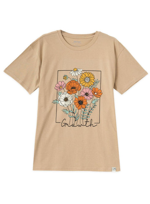 Beige Printed O.S Short - Sleeve Design 16 - Khotwh