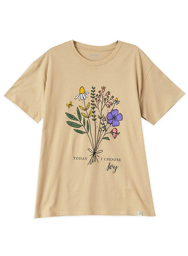 Beige Printed O.S Short - Sleeve Design 17 - Khotwh