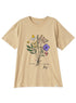 Beige Printed O.S Short - Sleeve Design 17 - Khotwh