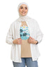 Beige Printed O.S Short - Sleeve Design 19 - Khotwh