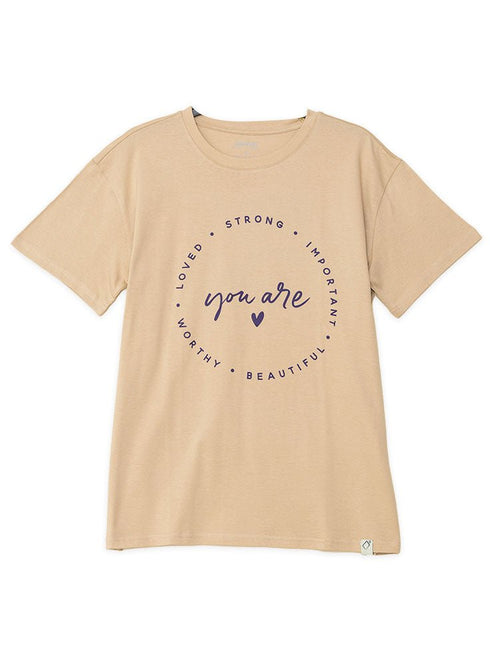 Beige Printed O.S Short - Sleeve Design 6 - Khotwh
