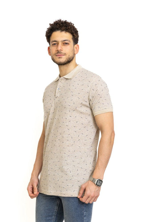 Beige Printed Polo Design 3 - Khotwh