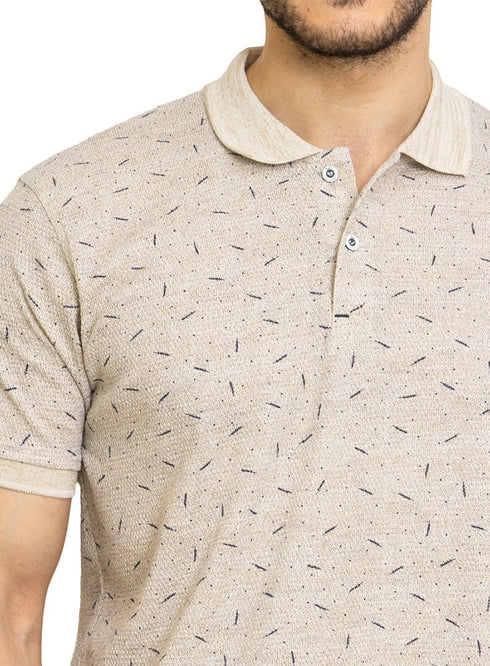 Beige Printed Polo Design 3 - Khotwh