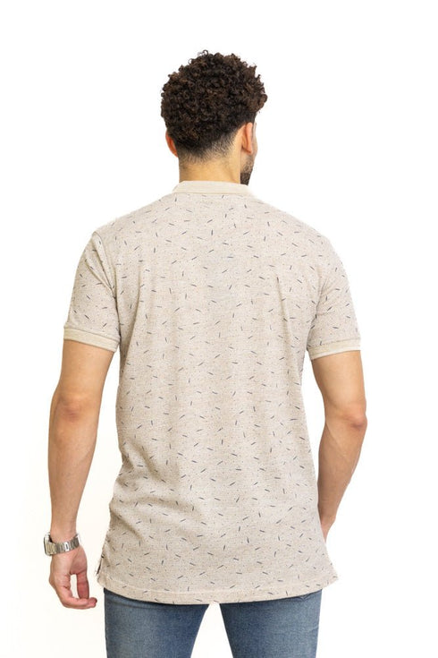 Beige Printed Polo Design 3 - Khotwh