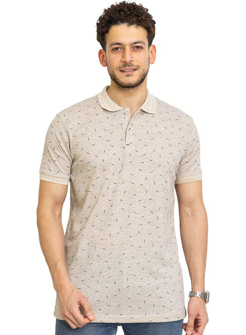 Beige Printed Polo Design 3 - Khotwh