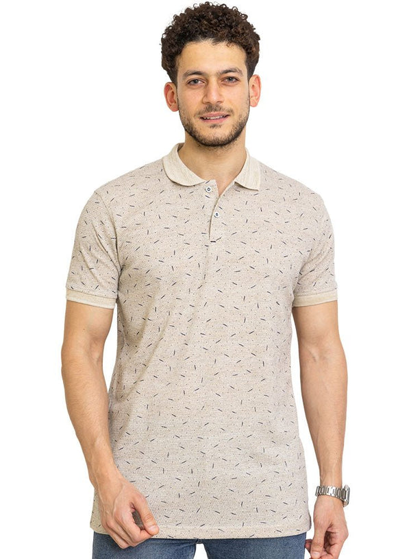 Beige Printed Polo Design 3 - Khotwh