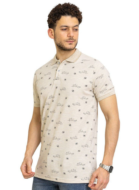 Beige Printed Polo Design 5 - Khotwh