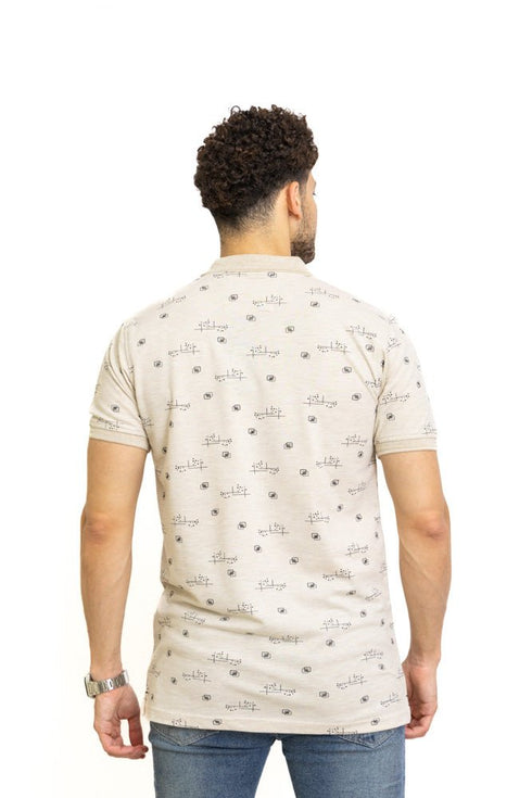 Beige Printed Polo Design 5 - Khotwh