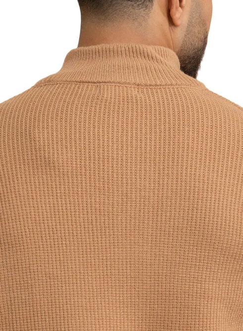 Beige Quarter Zipper Pullover - Khotwh