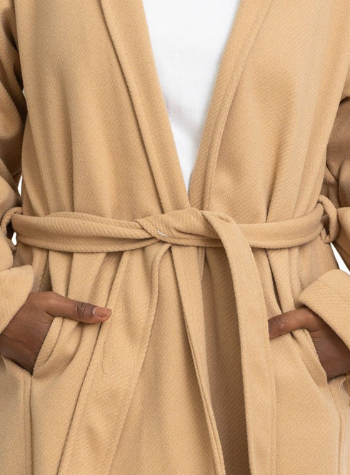 Beige RD - Ribbed Long - Feather Jacket - Khotwh