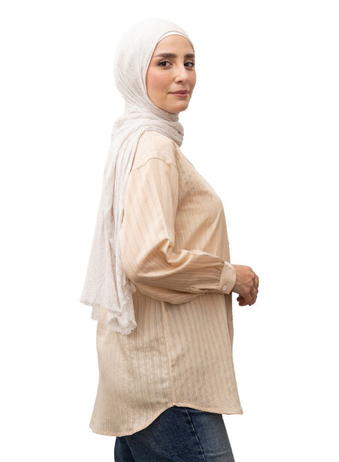 Beige RD - Striped V - Neck Shirt - Khotwh