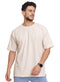 Beige Rhombus Over Size Round T-Shirt - Khotwh