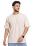 Beige Rhombus Over Size Round T-Shirt - Khotwh