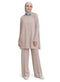 Beige Ribbed Knit Suit - Khotwh