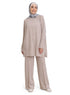 Beige Ribbed Knit Suit - Khotwh