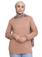 Beige Round Knit Pullover - Khotwh