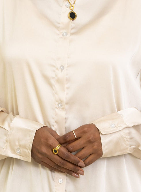 Beige Satin Over Size Shirt - Khotwh