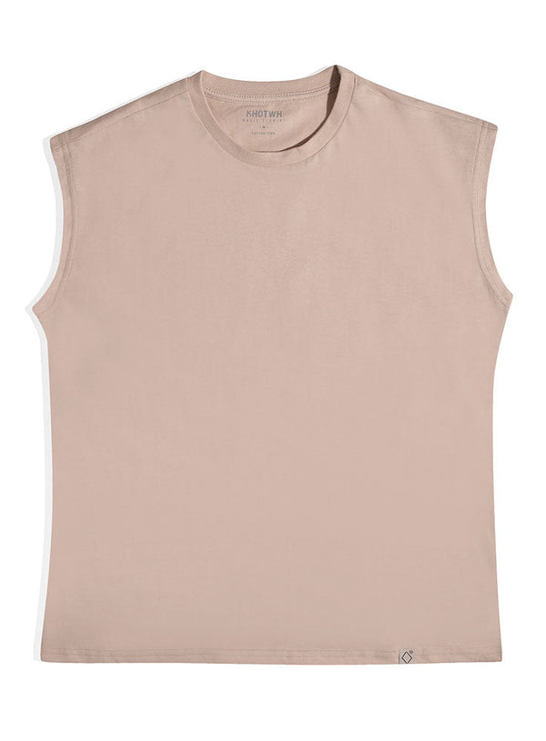 Beige Short Sleeveless - Khotwh
