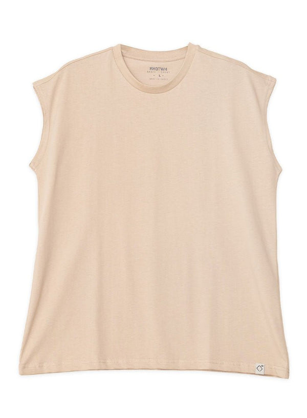 Beige Short Sleeveless - Khotwh