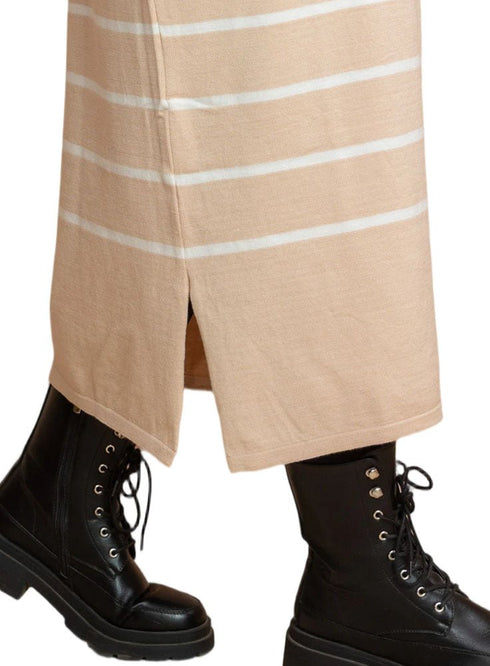 Beige Short - Striped Dress - Khotwh