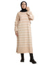Beige Short - Striped Dress - Khotwh