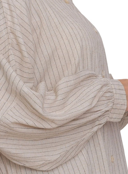 Beige Striped Linen Shirt - Khotwh