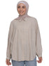 Beige Striped Linen Shirt - Khotwh